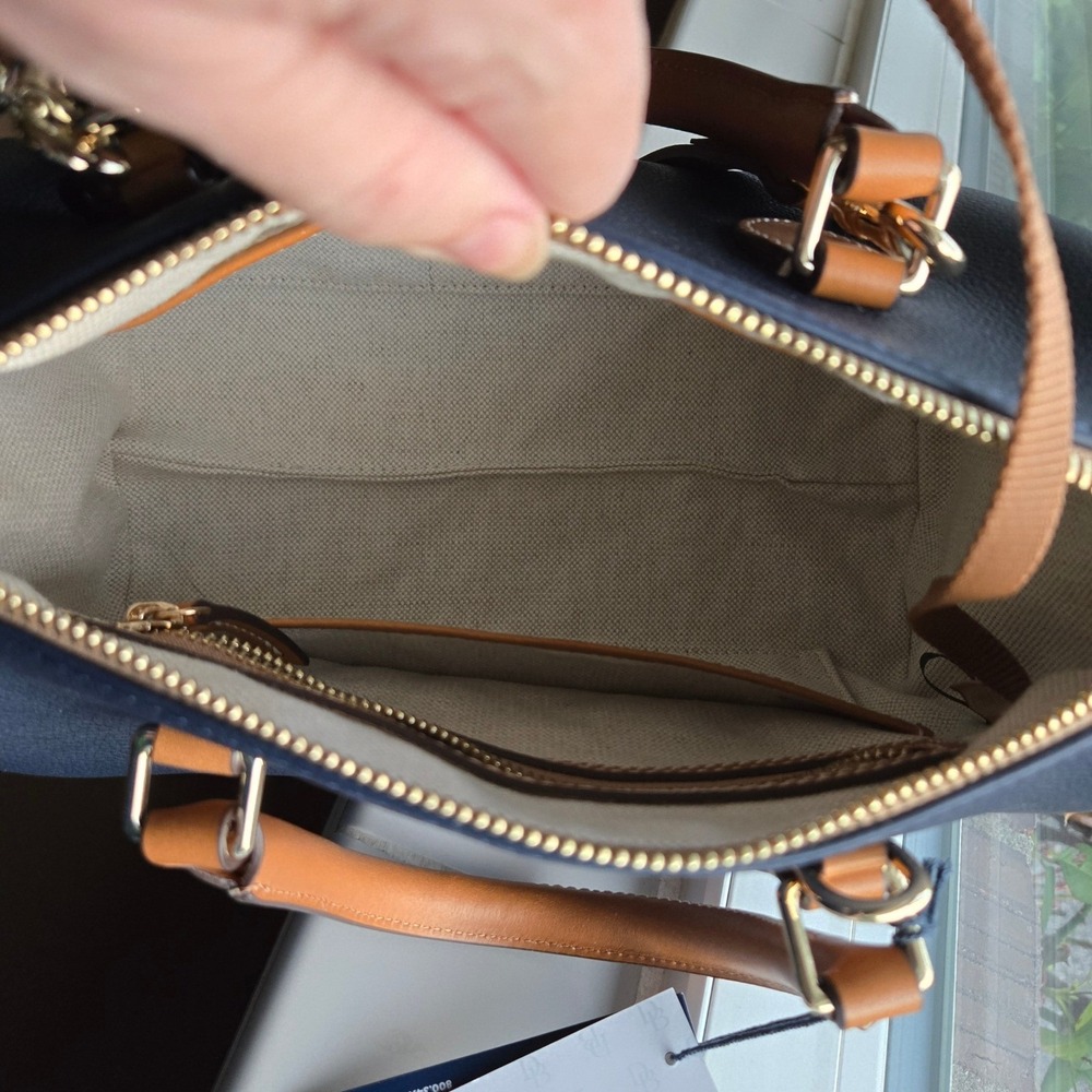 Dooney & Bourke Barrel Satchel 25 Small Marine Blue New Pebbled Leather Bag - Picture 7 of 9